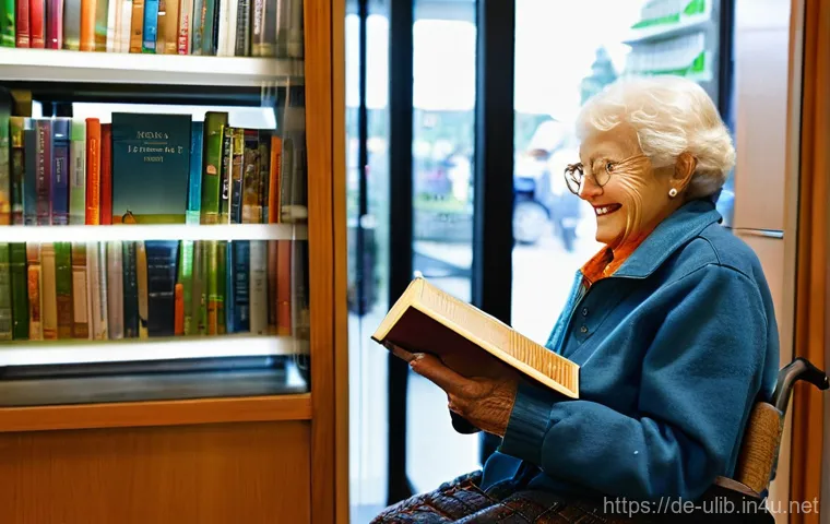 노인 맞춤형 도서관 운영 - **Prompt:** An inviting and vibrant library reading café, bustling with people of various ages, incl...
