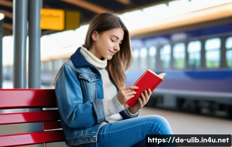 철도역 도서관 개념 - **Prompt:** A serene and focused young adult, possibly female, with a warm smile, comfortably seated...