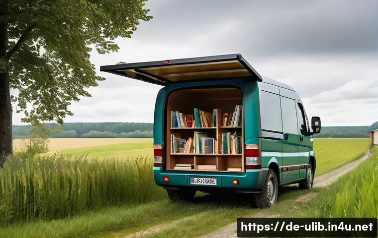 이동식 도서관 운영법 - A compact, rugged all-wheel-drive vehicle designed for a mobile library operating in rural Germany, ...